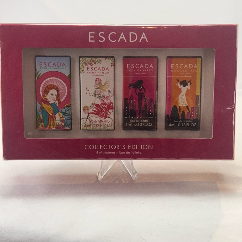 Escada Miniature Perfume Set 4mL bottles x 4. Includes Cherry in the Air.